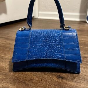 Blue Crocodile-Embossed Women's Bag